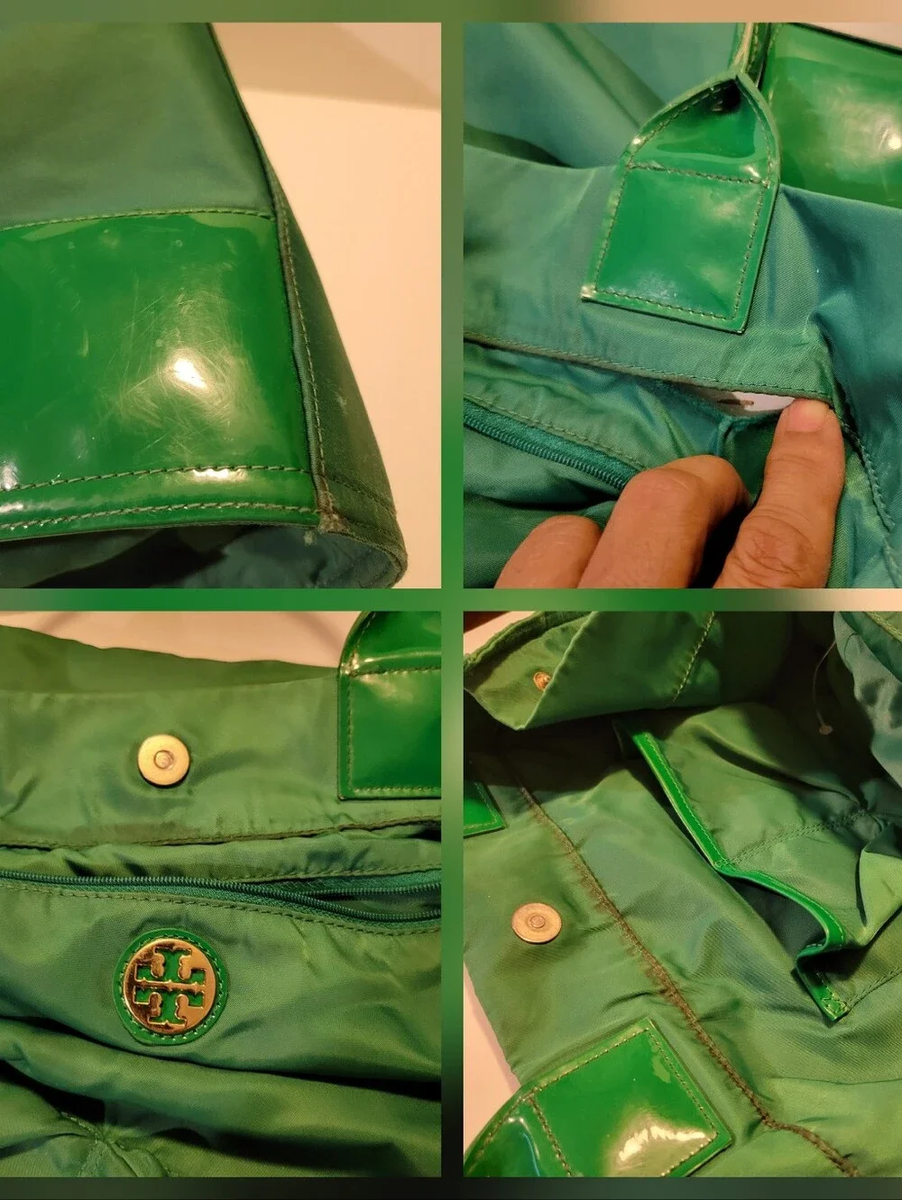 Tory Burch Ella Nylon Green Tote AS - IS